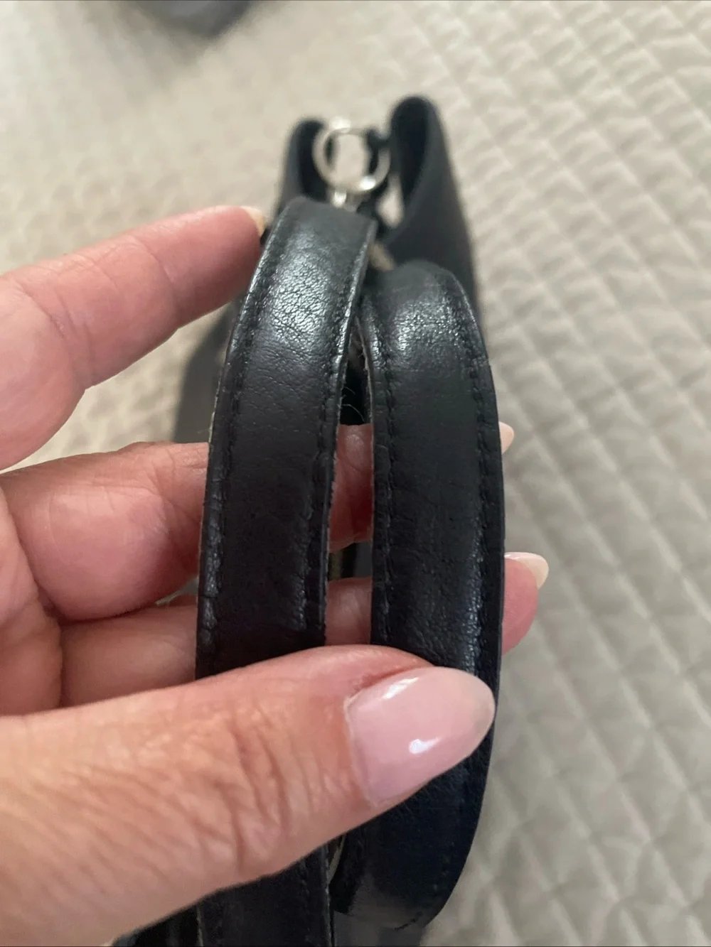 Coach Black Leather Shoulder Bag with Silver Hardware